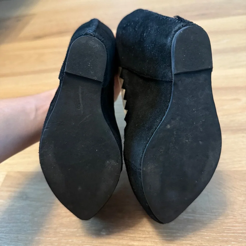 Jeffrey Campbell Wedge Heels 8 Handmade Havana Black Suede Platform ZigZag Clear